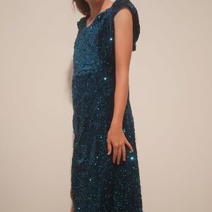 Elegant Blue Sequin Dress